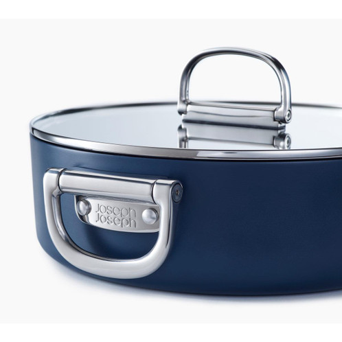 Joseph Joseph Space Folding Handle Ceramic Non-stick Shallow Casserole With Lid Side View
