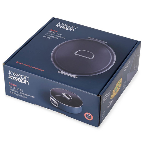 Joseph Joseph Space Folding Handle Ceramic Non-stick Shallow Casserole With Lid Boxed