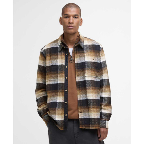 Black Barbour Mens Woodfoot Checked Relaxed Shirt Front