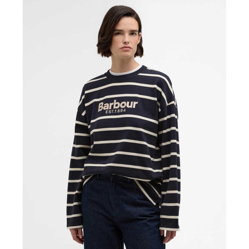 Dark Navy/Ecru Stripe Barbour Womens Maeve Top Front