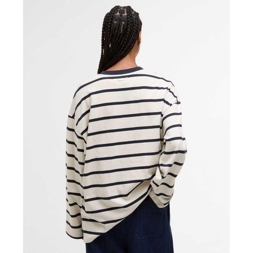 Ecru/Dark Navy Stripe Barbour Womens Maeve Top Back