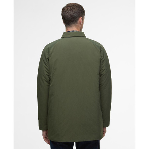 Olive Barbour Mens Wadded Lorden Showerproof Mac Back