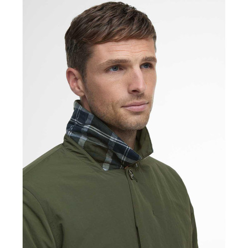 Olive Barbour Mens Wadded Lorden Showerproof Mac Collar
