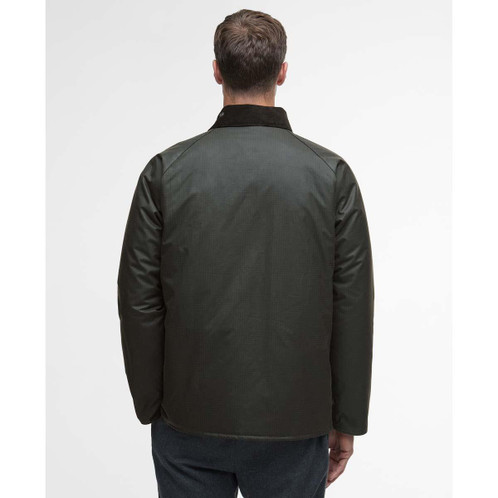 Olive Check Barbour Mens Modern Beaufort Check Wax Jacket Back