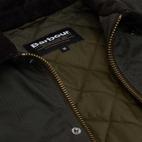 Olive Check Barbour Mens Modern Beaufort Check Wax Jacket Lining
