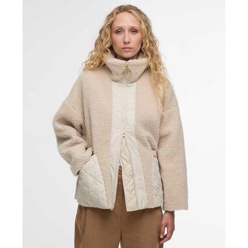 Silver Cloud/Oatmeal Barbour Womens Brawby Fleece Jacket Front