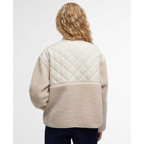 Oatmeal/Silver Cloud Barbour Womens Weatherby Fleece Jacket Back