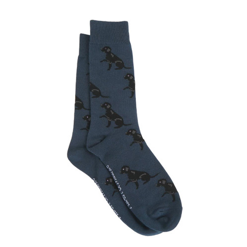 Albert and Maurice Mens Black Labrador Socks blue