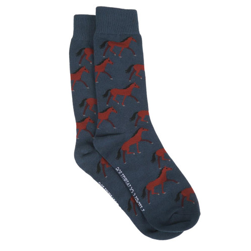 Albert and Maurice Mens Horse Socks blue