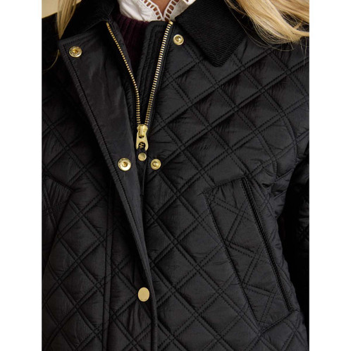 Black  Joules Womens Beatrix Showerproof Diamond Quilted Jacket Zip
