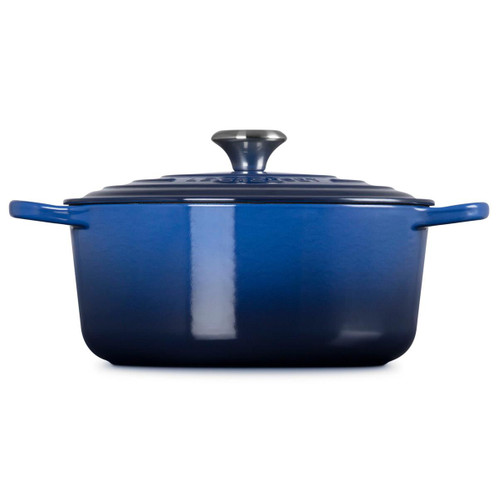 Le Creuset Signature Cast Iron Round Casserole 26cm Lapis Side View