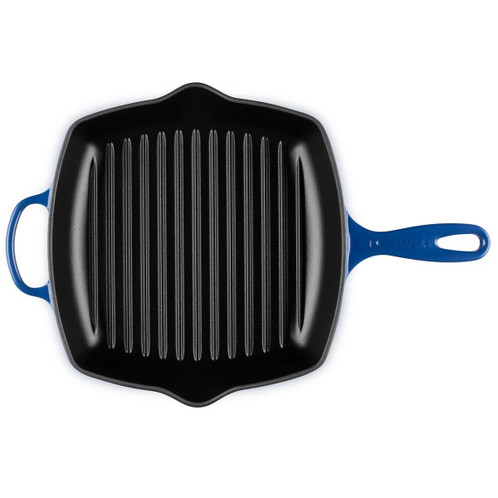 Le Creuset Signature Cast Iron Square Grillit 26cm Lapis Top View
