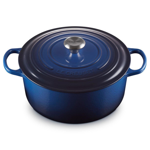 Le Creuset Signature Cast Iron Round Casserole 28cm Lapis Angle View