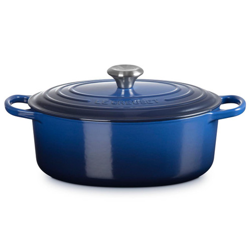 Le Creuset Signature Cast Iron Oval Casserole 29cm Lapis Angle View