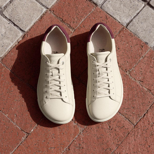 Eggshell/Zinfandel Birkenstock Bend Low Natural Leather Trainers Lifestyle Top View