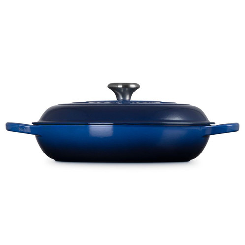 Le Creuset Signature Cast Iron Shallow Casserole 30cm Lapis Side View