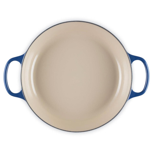 Le Creuset Signature Cast Iron Shallow Casserole 30cm Lapis Interior
