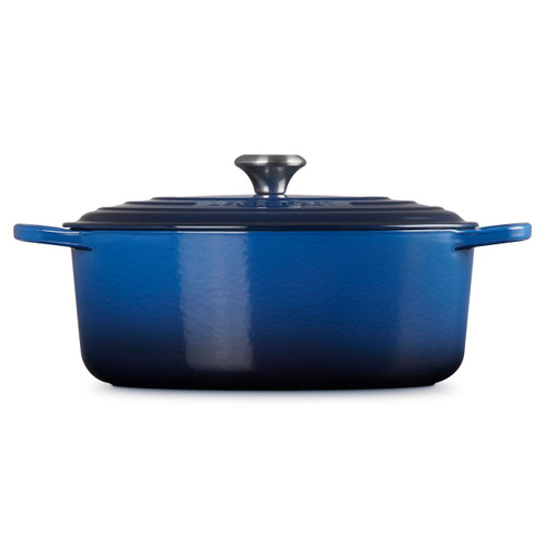 Le Creuset Signature Cast Iron Oval Casserole 31cm Lapis Side View