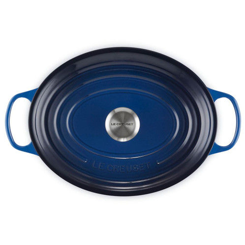 Le Creuset Signature Cast Iron Oval Casserole 31cm Lapis Top View