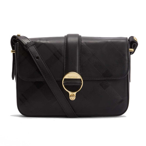 Black/Deboss Tartan Barbour Womens Rosa Deboss Leather Crossbody Bag