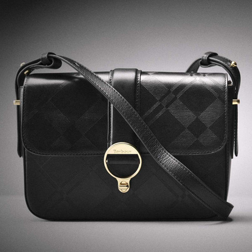 Black/Deboss Tartan Barbour Womens Rosa Deboss Leather Crossbody Bag Lifestyle