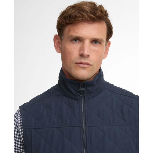 Navy Barbour Mens Sander Quilted Gilet Collar