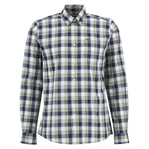 Olive Barbour Mens Harwood Gingham Tailored Shirt