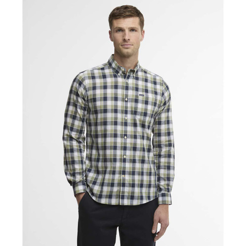 Olive Barbour Mens Harwood Gingham Tailored Shirt front