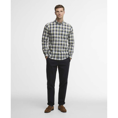 Olive Barbour Mens Harwood Gingham Tailored Shirt model