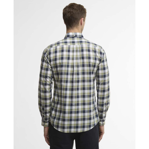 Olive Barbour Mens Harwood Gingham Tailored Shirt back