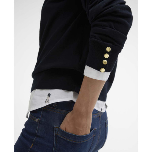 Navy Barbour Womens Clover Knitted Jumper sleeves