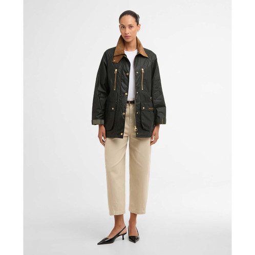 Fern/Ancient Barbour Womens Argill Wax Jacket model