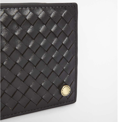 black Barbour Farne Woven Leather Wallet side