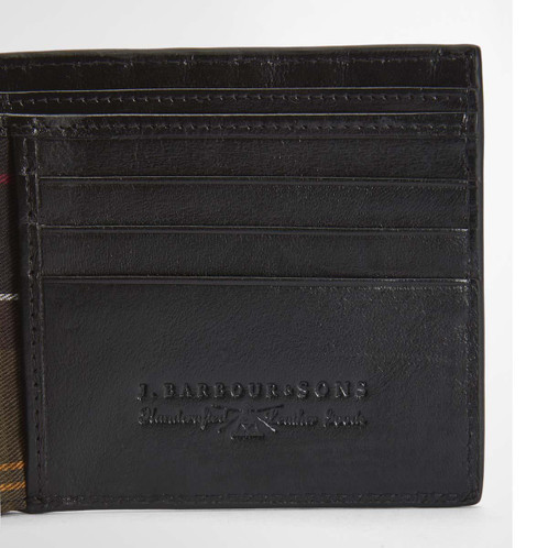 black Barbour Farne Woven Leather Wallet holder
