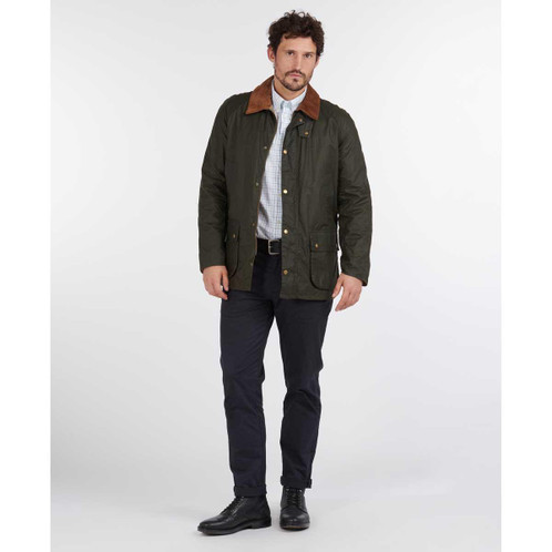 Archive Olive Barbour Mens Lightweight Ashby Wax Jacket Open