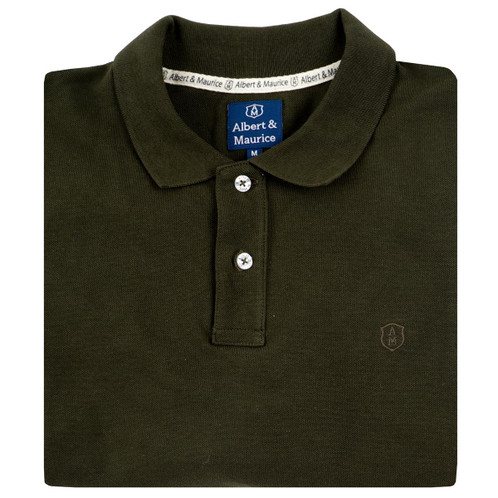 Albert and Maurice Mens Classic Pique Polo Shirt Military Green Folded