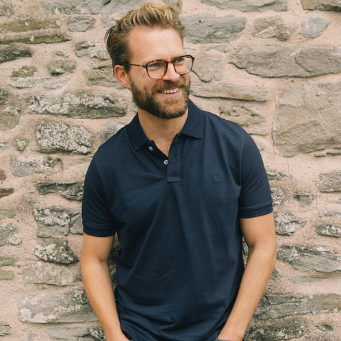 Albert and Maurice Mens Classic Pique Polo Shirt Navy Lifestyle