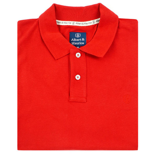 Albert and Maurice Mens Classic Pique Polo Shirt Red folded