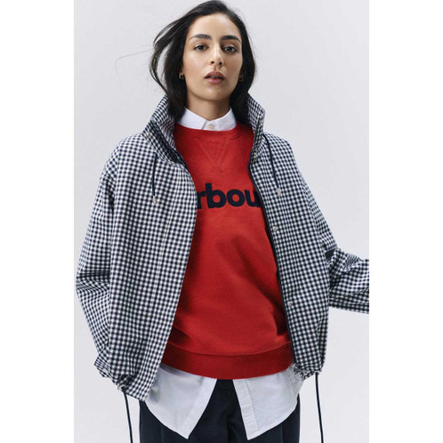 Poppy Red Barbour Womens Hartland Crew Sweatshirt Styled