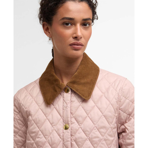 Gardenia/Dress/Beige Barbour Womens Icons Cropped Liddlesdale Quilted Jacket collar