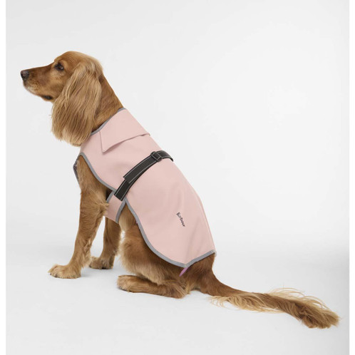 Gardenia Pink Barbour Evie Waterproof Dog Coat on model