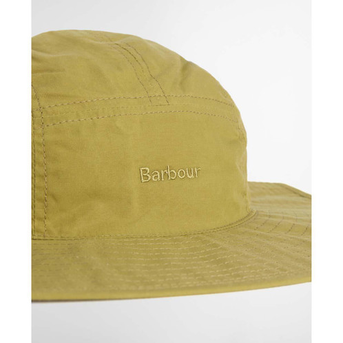 Golden Green Barbour Mens Transport 5 Panel Bucket Hat brim