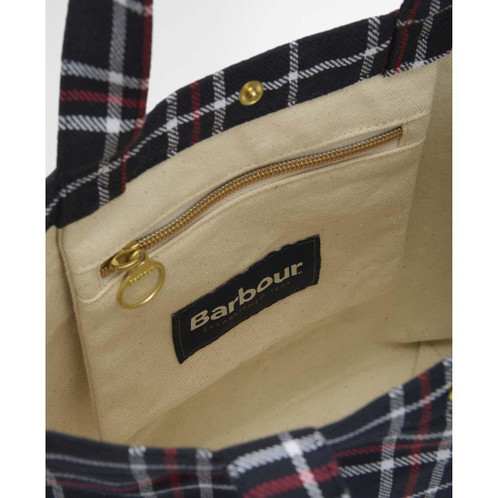 Navy/Red Check Barbour Mini Telfield Tartan Tote inner
