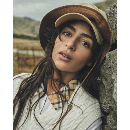 Beige Barbour Womens Asker Showerproof Bucket Hat lifetyle2