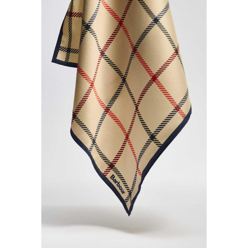 Beige Tattersall Barbour Mackworth Head/Neck Scarf detail
