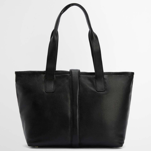 Black Barbour Womens Alder Leather Tote Bag Back