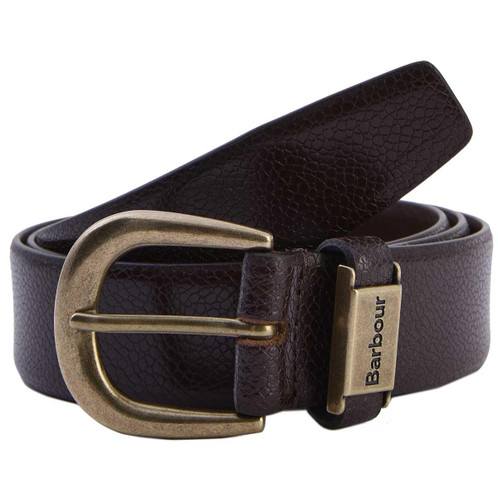 Dark Brown Barbour Mens Clyde Leather Belt
