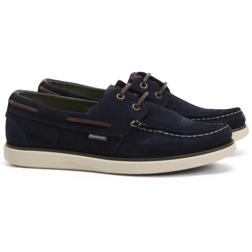 Navy Suede Barbour Rothley Boat Shoe side