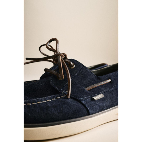 Navy Suede Barbour Rothley Boat Shoe laces