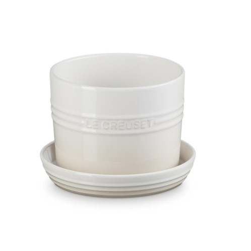 Le Creuset Stoneware Herb Planter with Tray Meringue